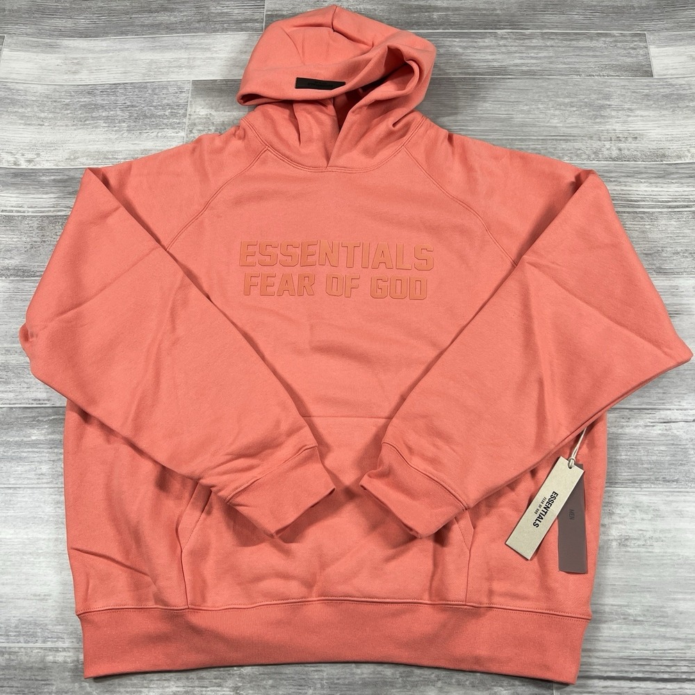 Fear Of God Essentials Hoodie Coral Men's Size XL 192SU222052F Unisex NWT